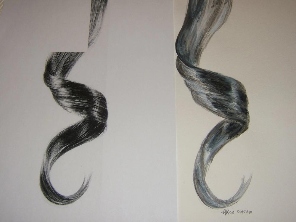 Méche cheveux crayons aquarelles — Acrylique sur toile