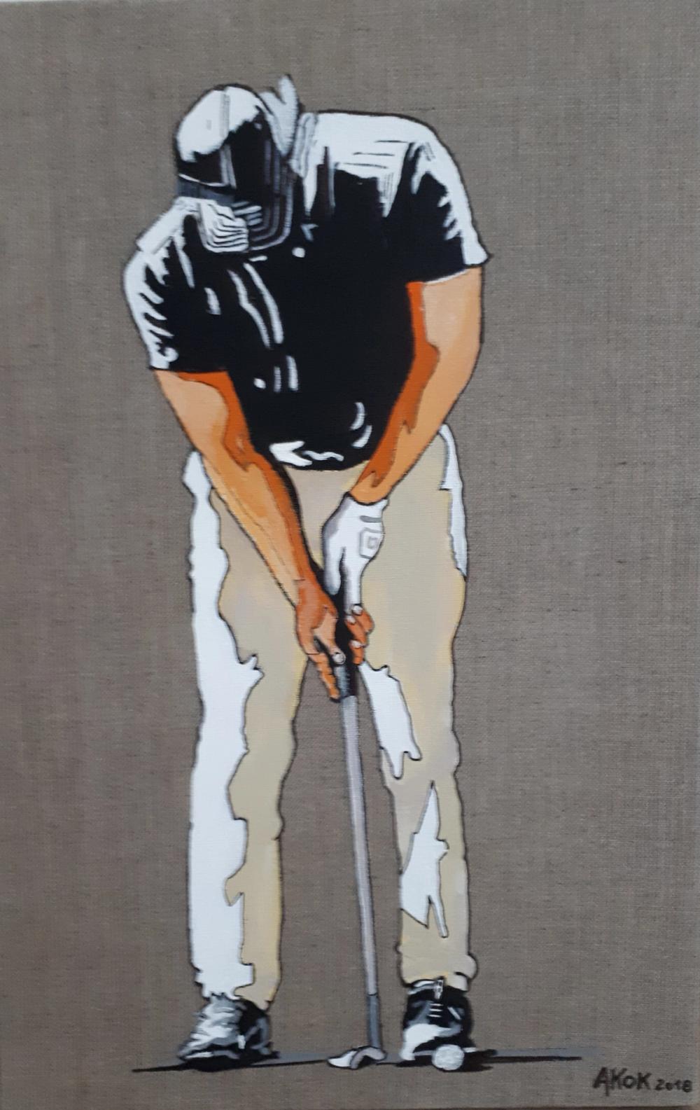 Golf au putting — Acrylique sur toile