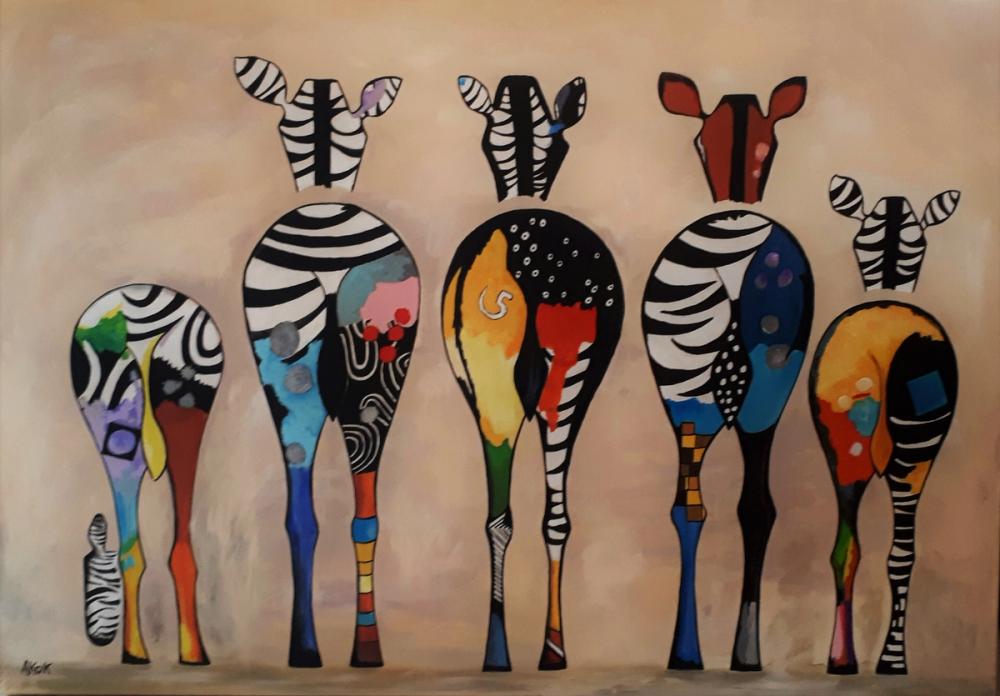 Les Zèbres Histoire de Q — Acrylique sur toile