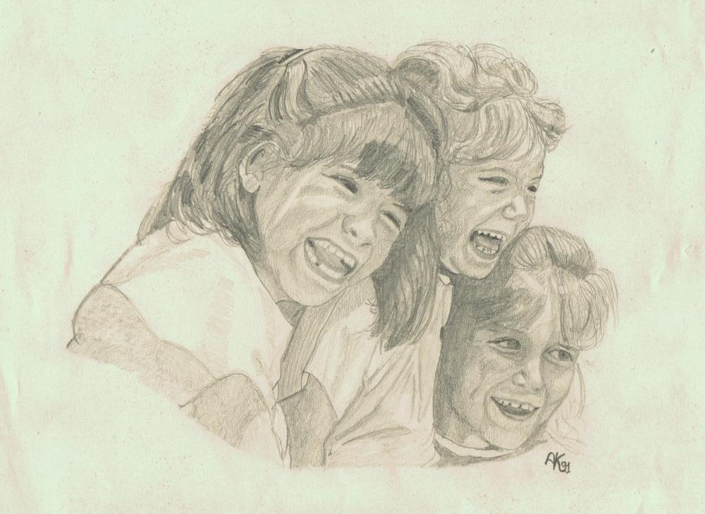 Maëlle et ses cousines — Acrylique sur toile
