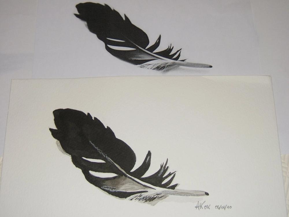 Plume au lavis — Acrylique sur toile