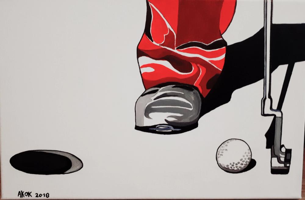 Golf au putting 1 — Acrylique sur toile