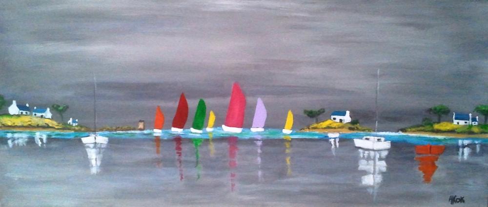 Régate Grise, 700x300 d'après Frédéric Flanet  07 2011 — Acrylique sur toile