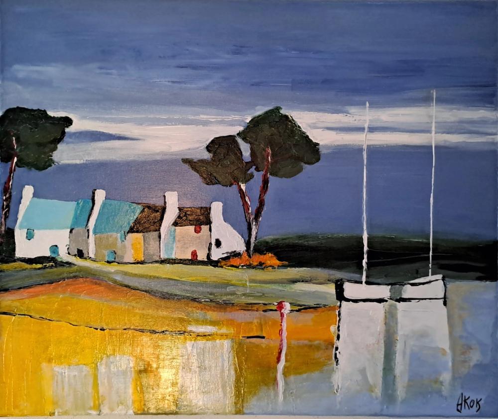 Mouillage à la Grève - — Acrylique sur toile