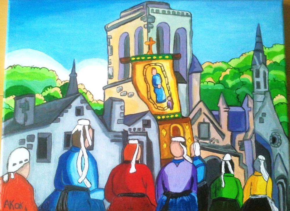 Ces Dames de Locronan, 400x300, Mamig — Acrylique sur toile