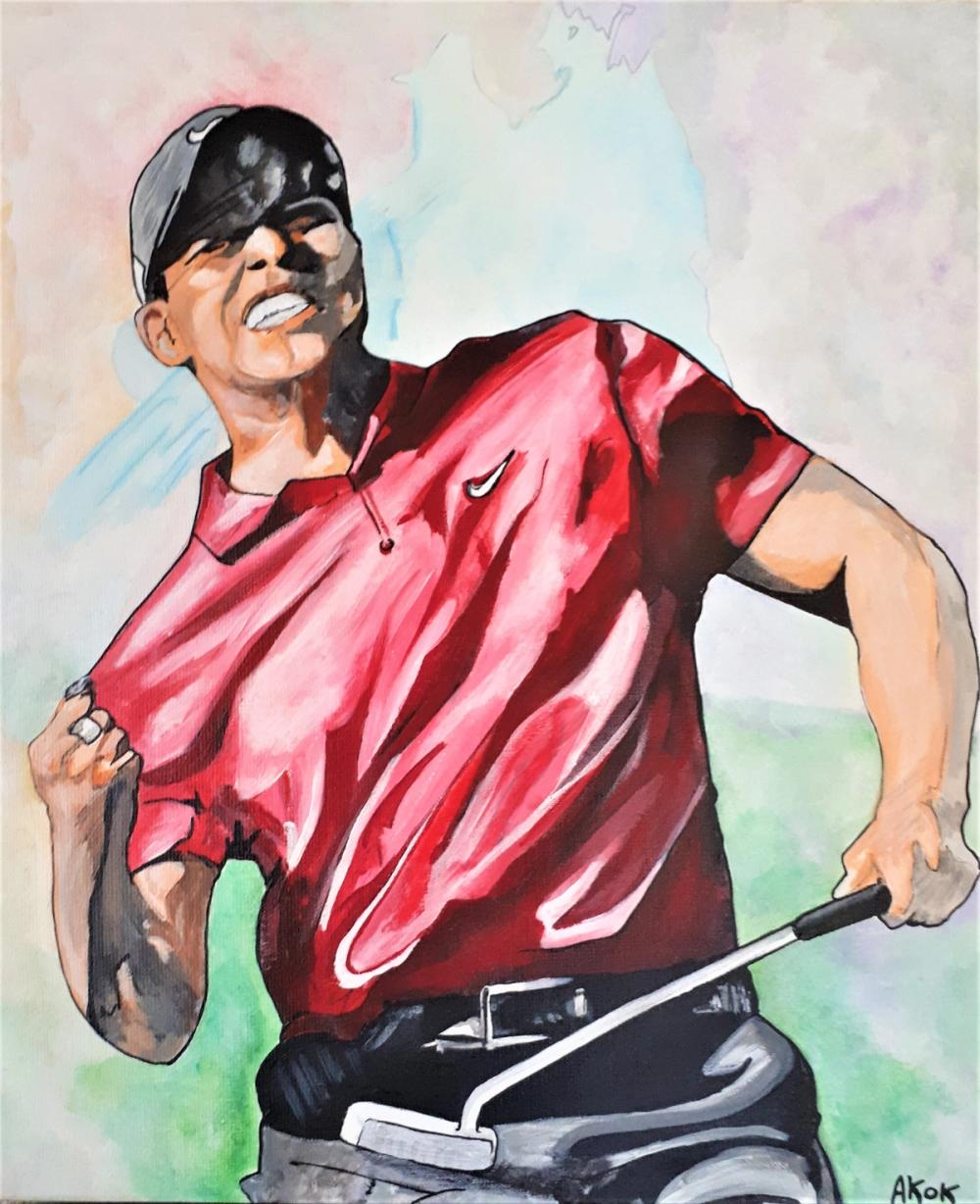 Tiger WOODS — Acrylique sur toile