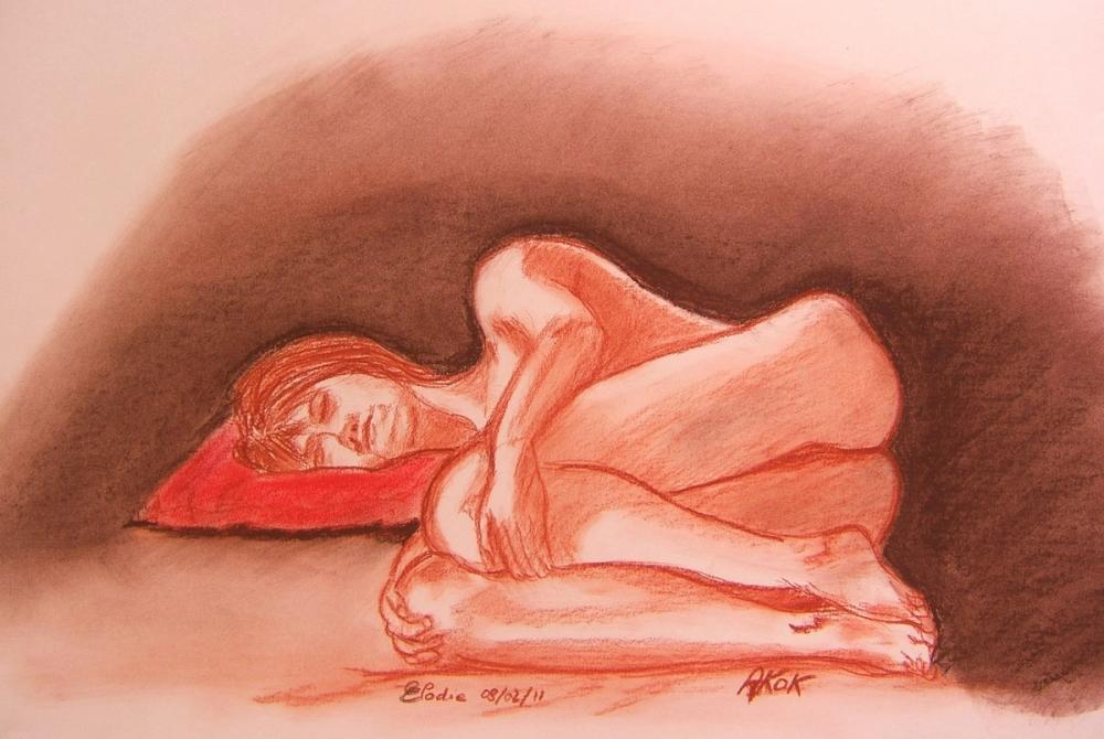 Elodie, pose 50' — Acrylique sur toile