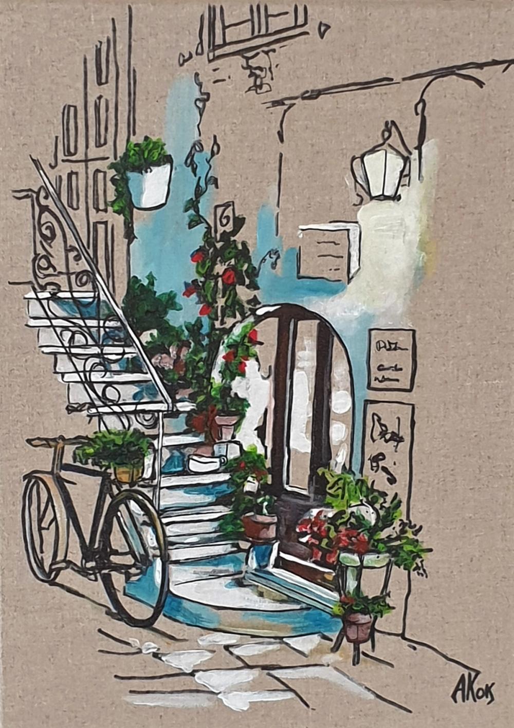 Oh mon vélo — Acrylique sur toile