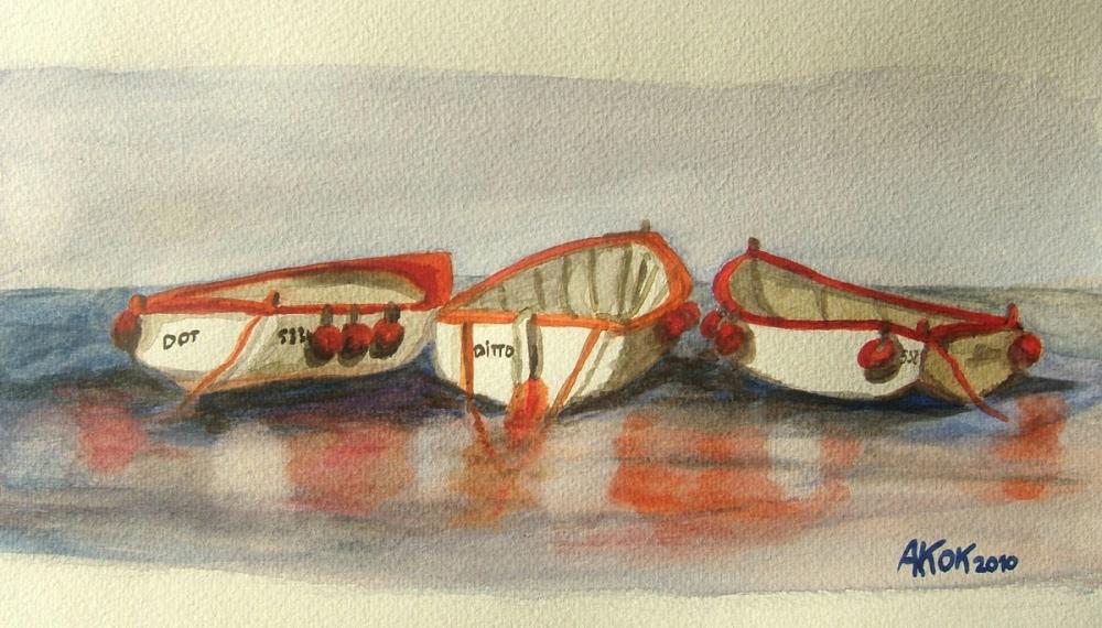 Aquarelle nautique ALEHAUX JM — Acrylique sur toile