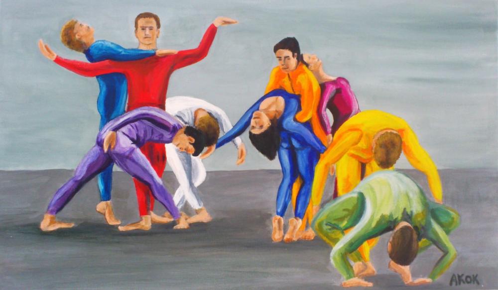 Vague de danseurs, Cie mercey Cunningham. — Acrylique sur toile
