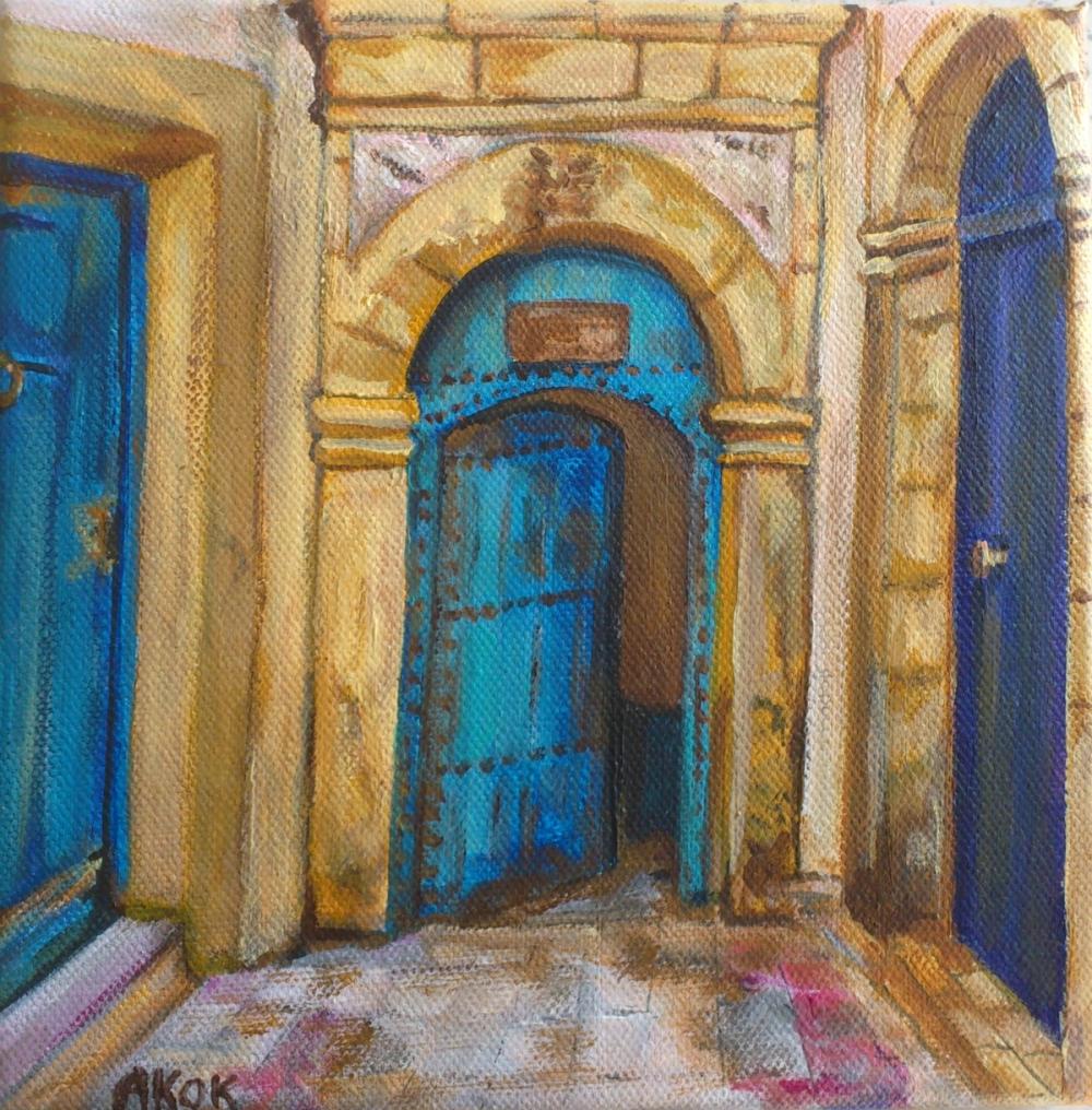 Porte bleue du désert — Acrylique sur toile