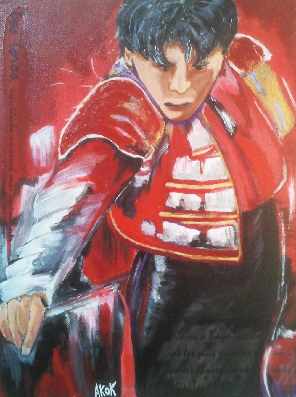 Torero rouge — Acrylique sur toile