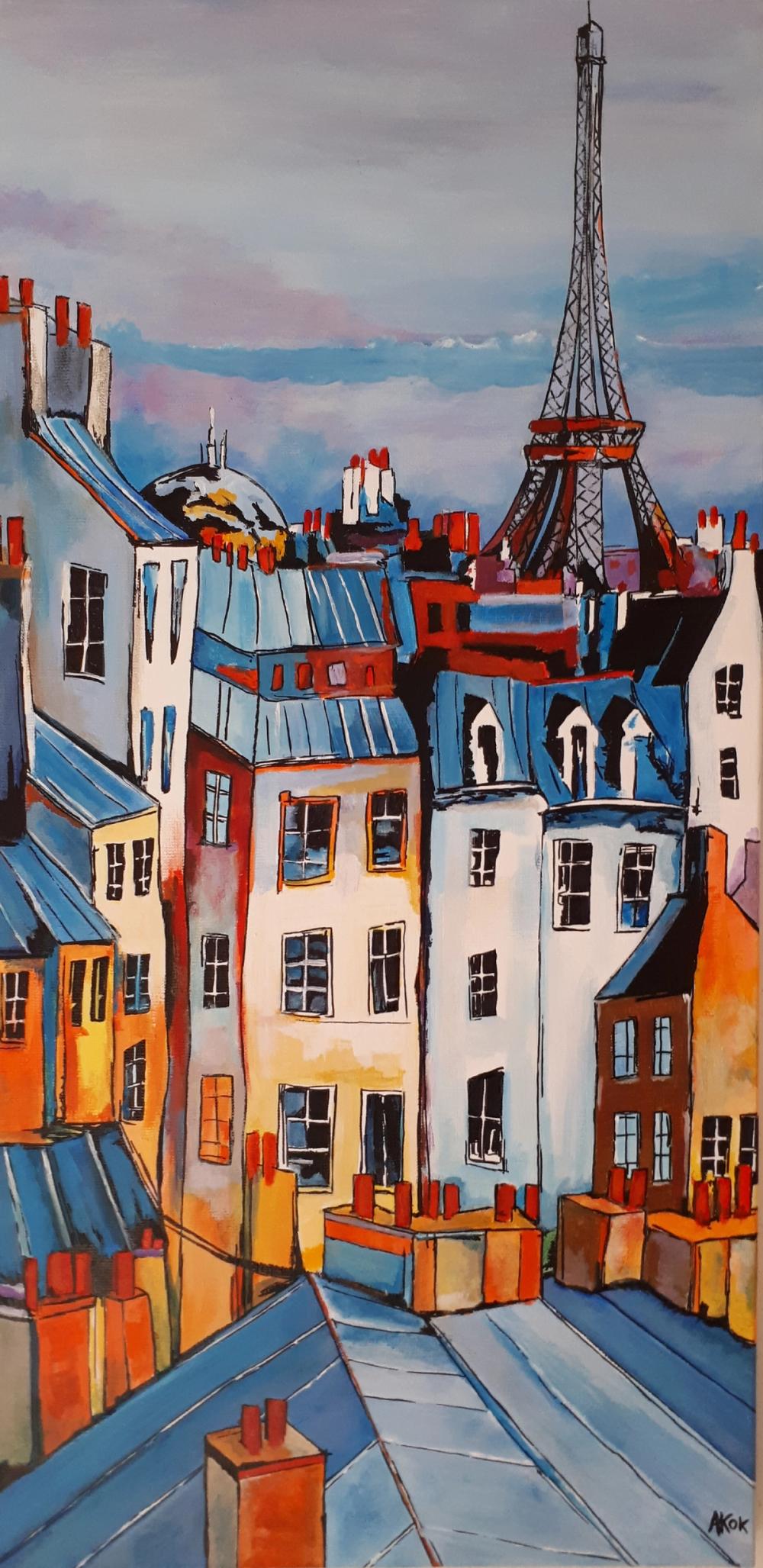 Sur les Toits de Paris — Acrylique sur toile