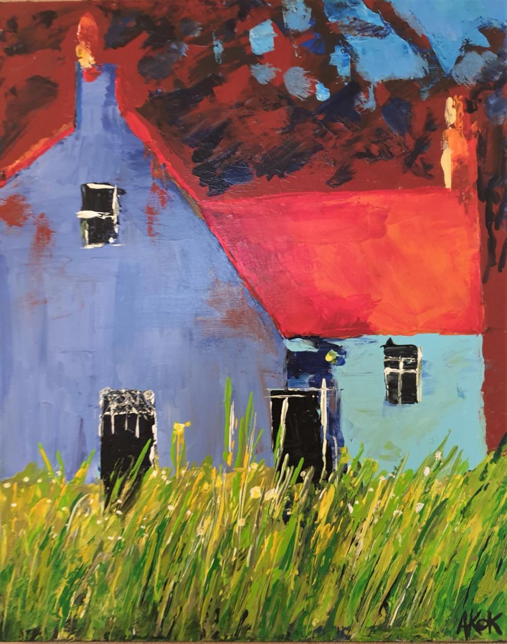 Ma maison Bleue — Acrylique sur toile