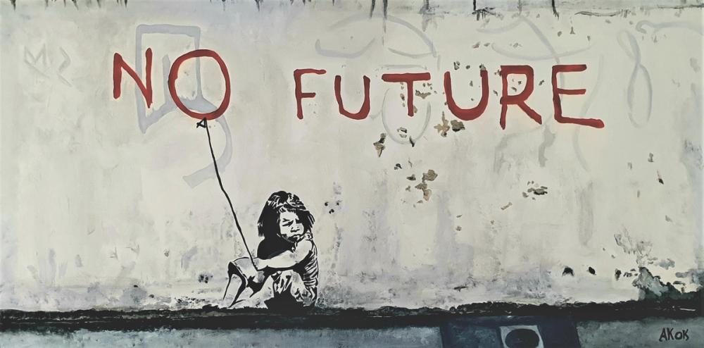No Future - Banksy — Acrylique sur toile
