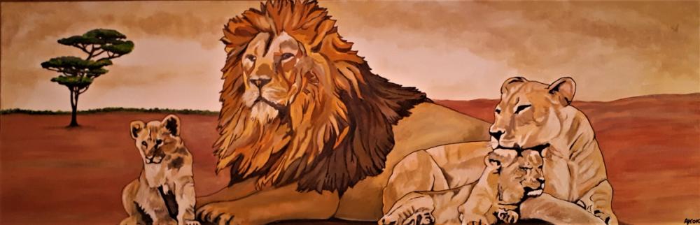 Famille Royale des Lions — Acrylique sur toile