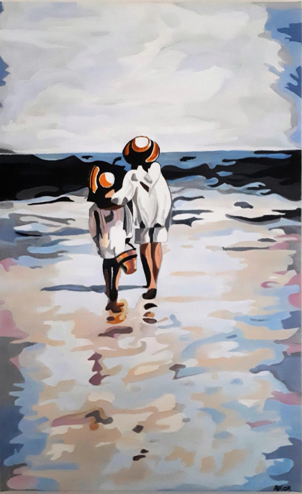 Balade à la Plage — Acrylique sur toile
