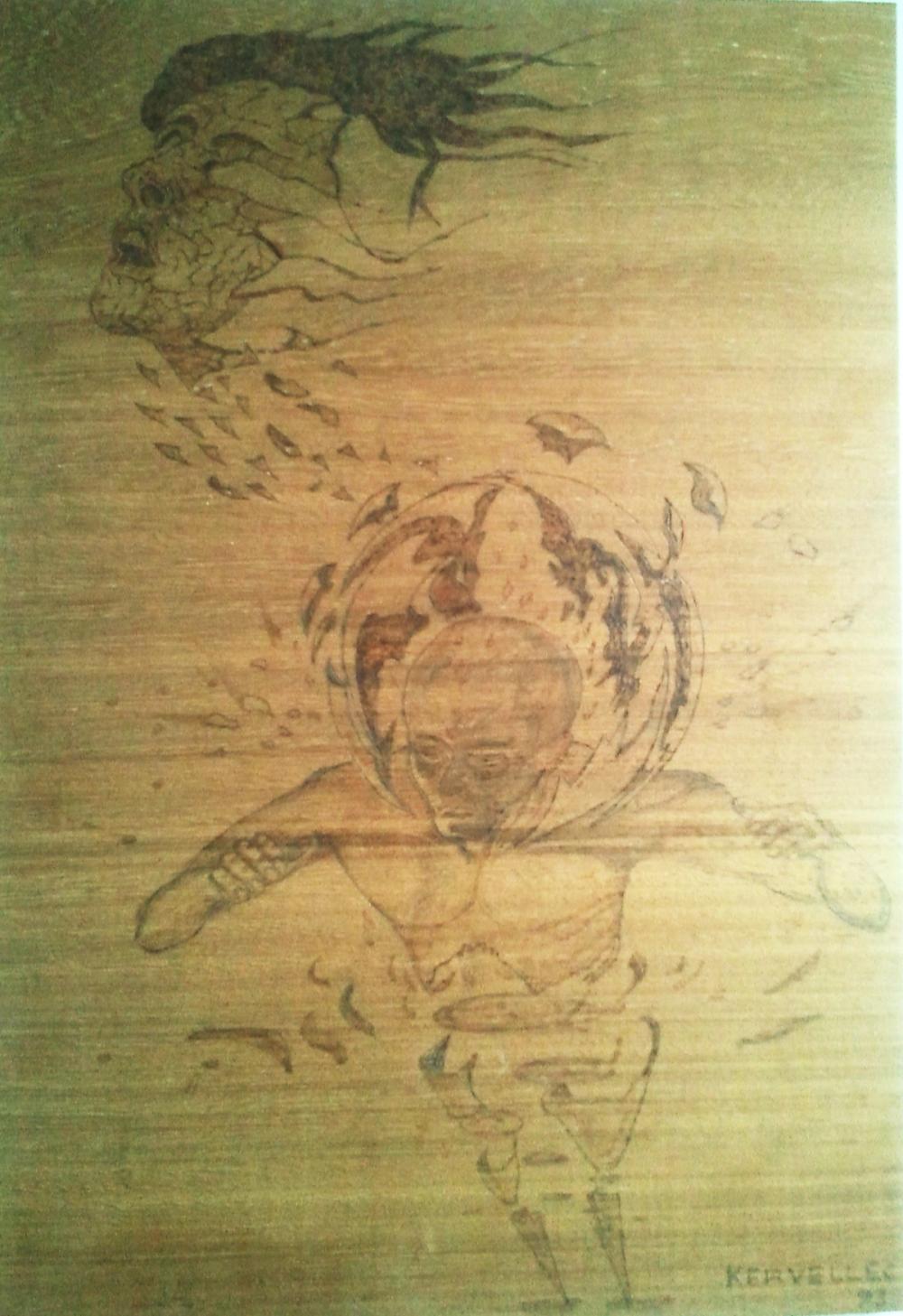 je m'éclate - Pyrogravure sur bois — Acrylique sur toile