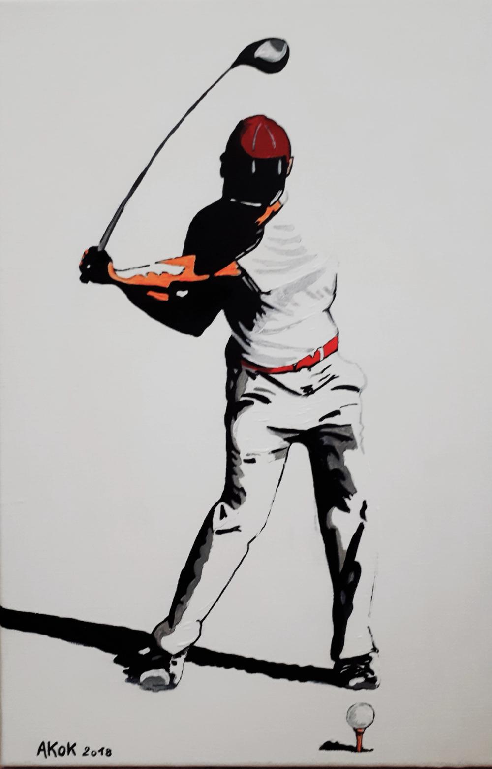 Golf au Drive — Acrylique sur toile