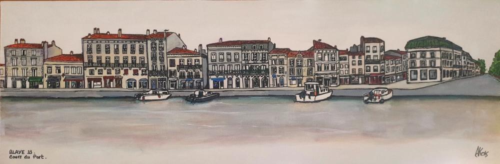 Blaye, cours du Port - — Acrylique sur toile