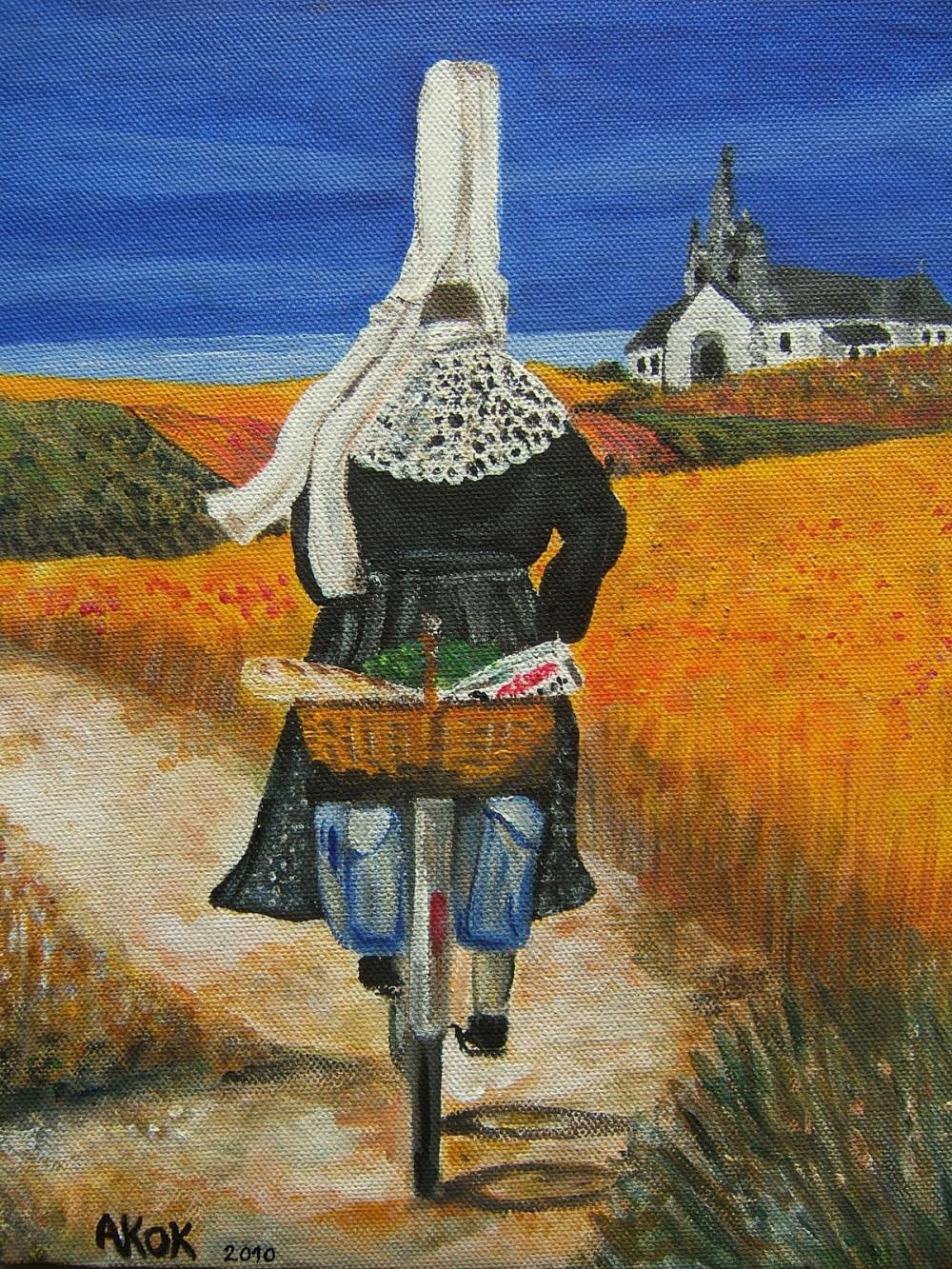 Bigouden de Ploz à Poulgoazec, acrylique  250x150 CELTON Marie — Acrylique sur toile