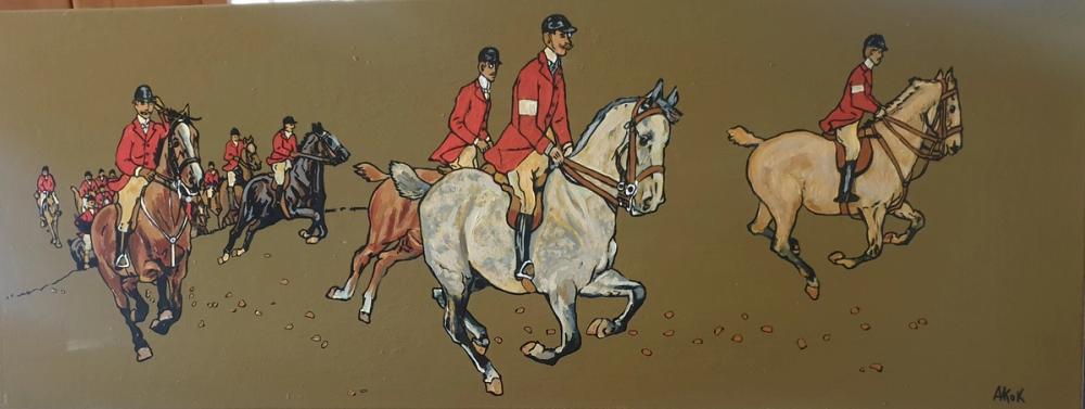 Scène de chasse — Acrylique sur toile