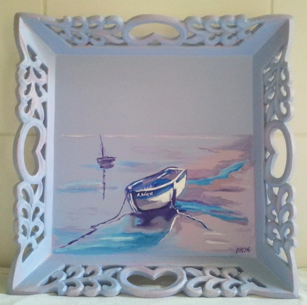 Port Breton, acrylique sur plateau bois 400x400. 3 juin 2011 — Acrylique sur toile