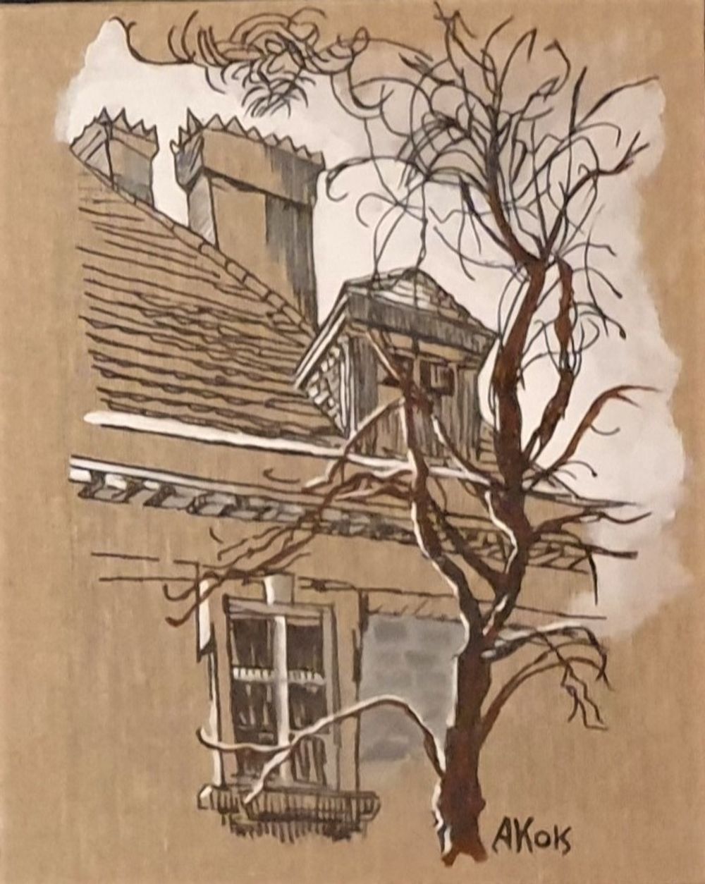 Maison hantée — Acrylique sur toile