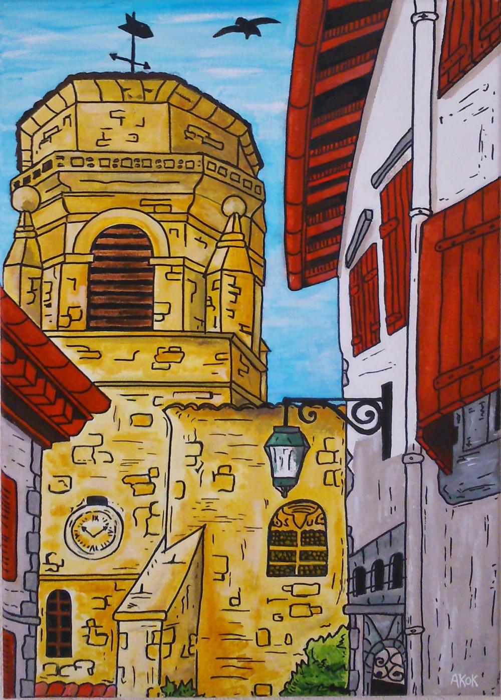 Eglise St Jean de Luz, S Pirel — Acrylique sur toile