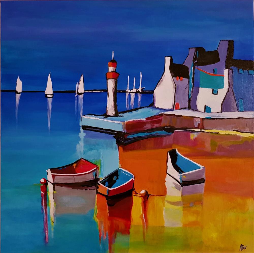 Lumières sur le Port — Acrylique sur toile