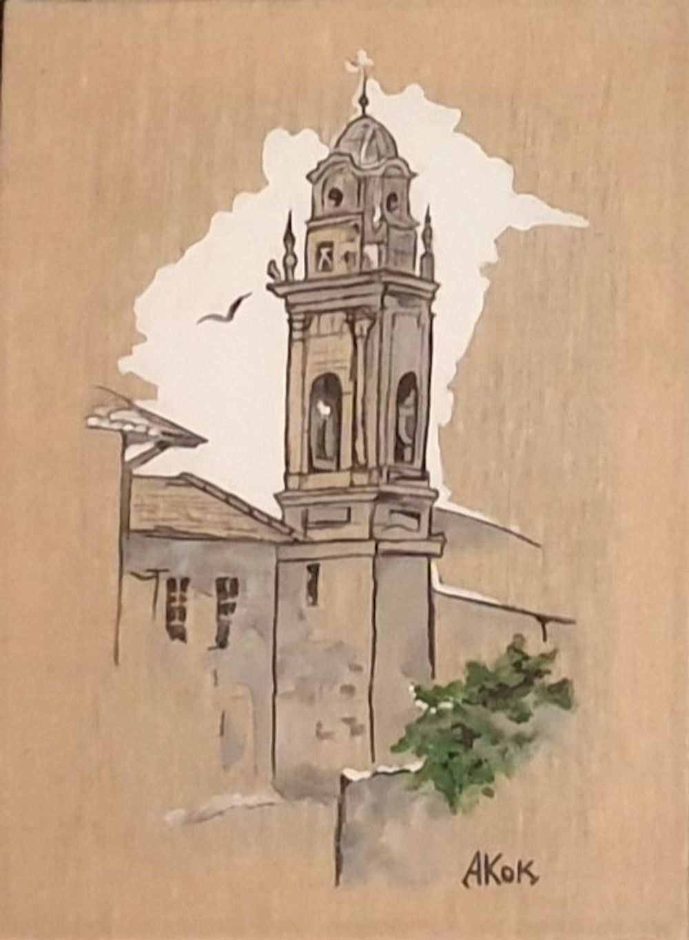 Clocher — Acrylique sur toile