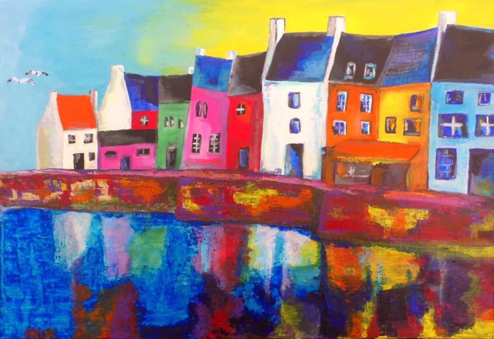 Port couleurs Maelle — Acrylique sur toile