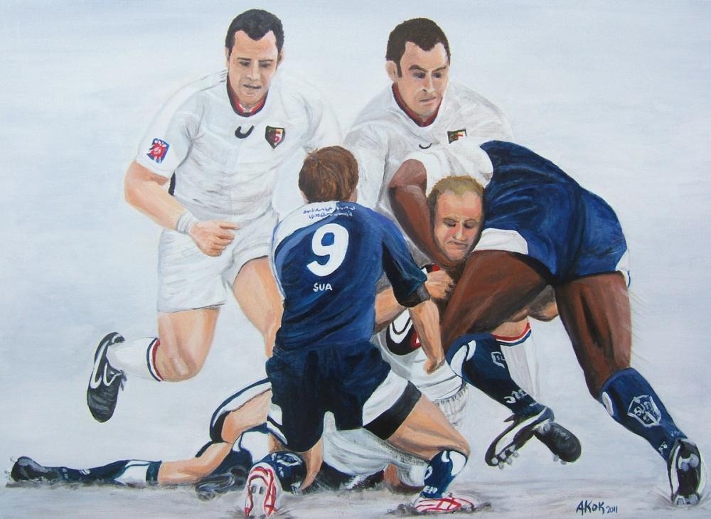Rugby Agen-Toulouse 810x600-150€ Restau LOU CAPEL — Acrylique sur toile
