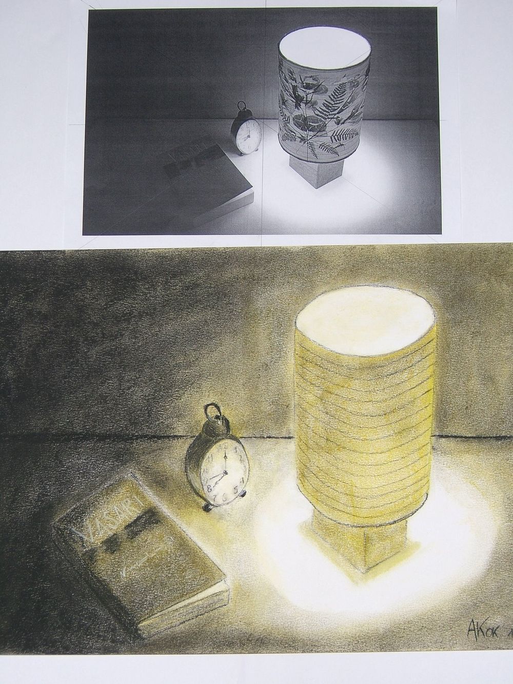 Lumière clair obscur au pastel sec — Acrylique sur toile