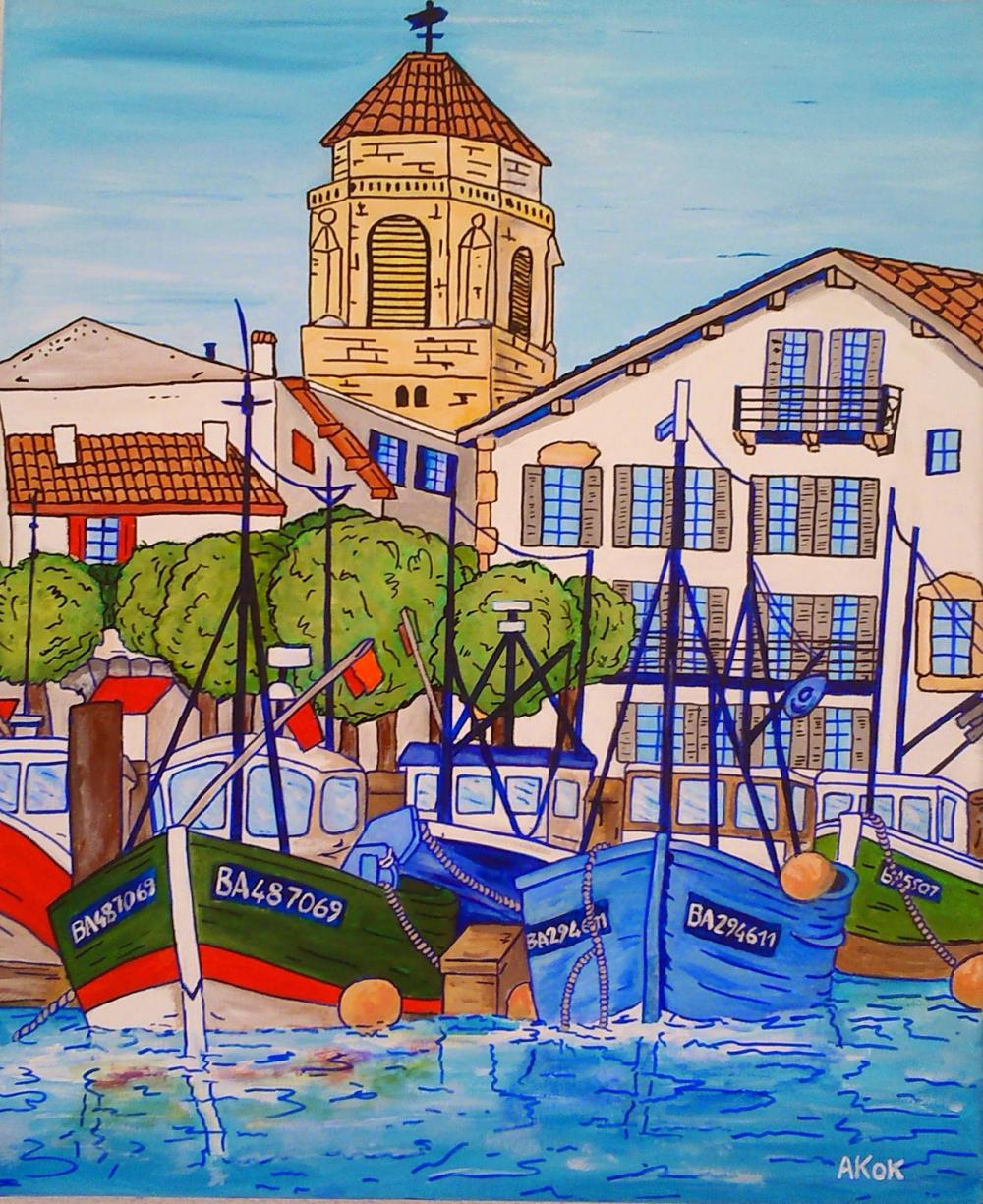 Port de St Jean de Luz, S Pirel — Acrylique sur toile