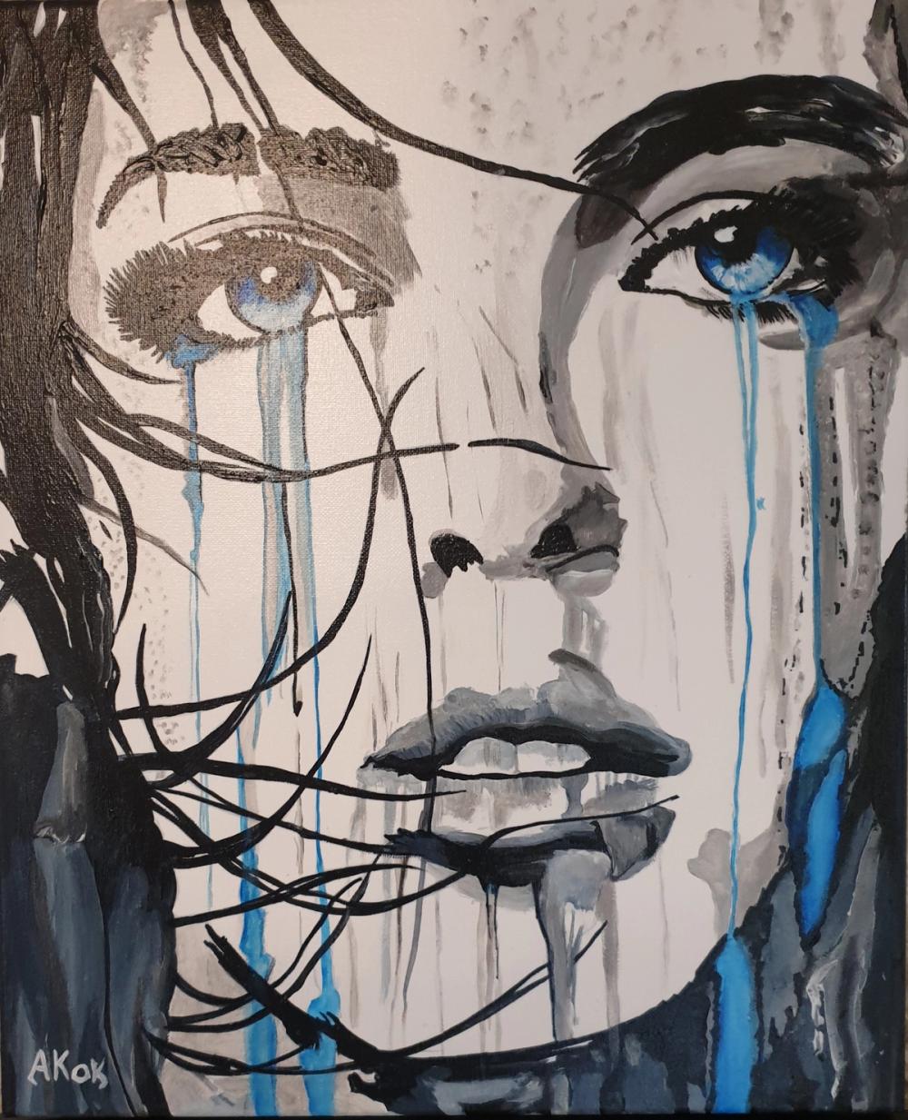 Portrait Bleu — Acrylique sur toile