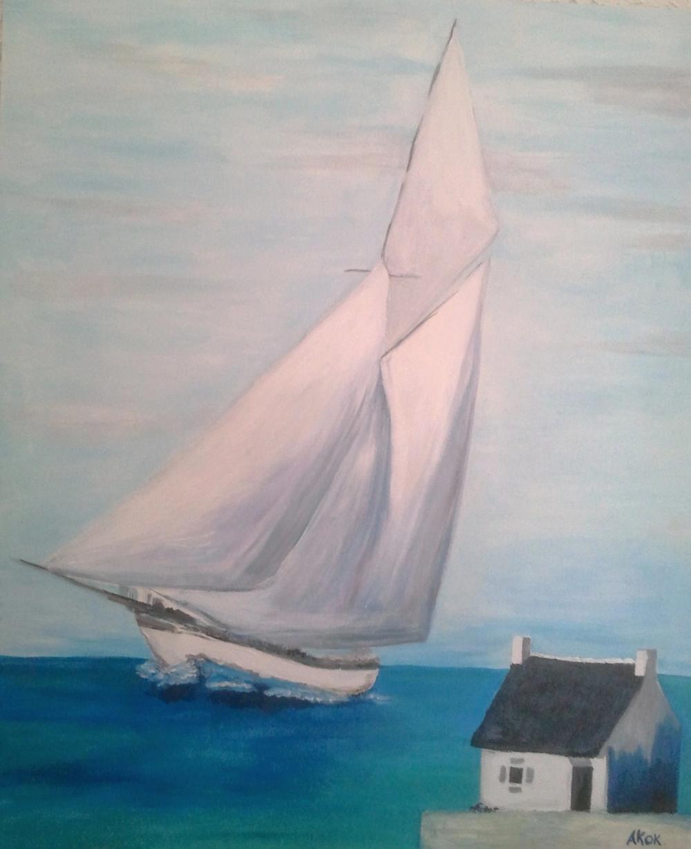 Régate en Baie de Morlaix, 650x540 - Yves &amp; Nelly — Acrylique sur toile