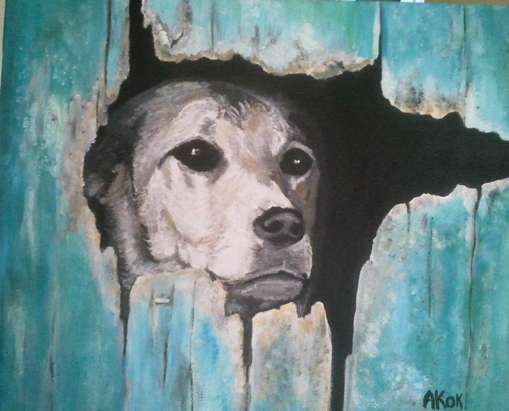 Eder, le chien du Berger Basque — Acrylique sur toile
