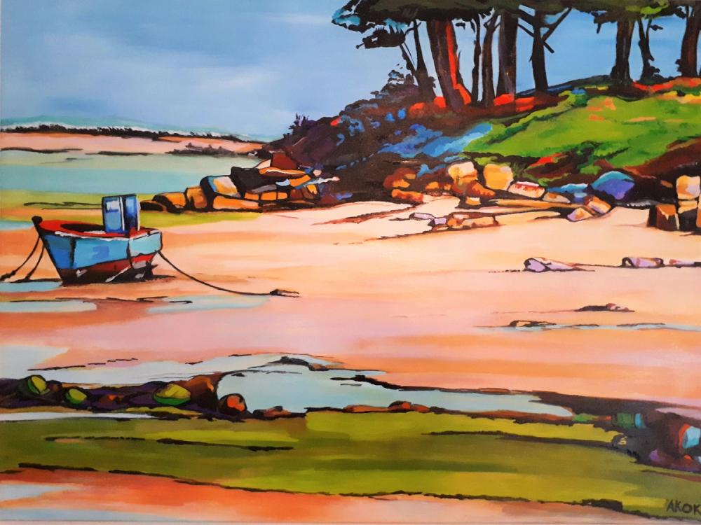 Plage au Repos — Acrylique sur toile