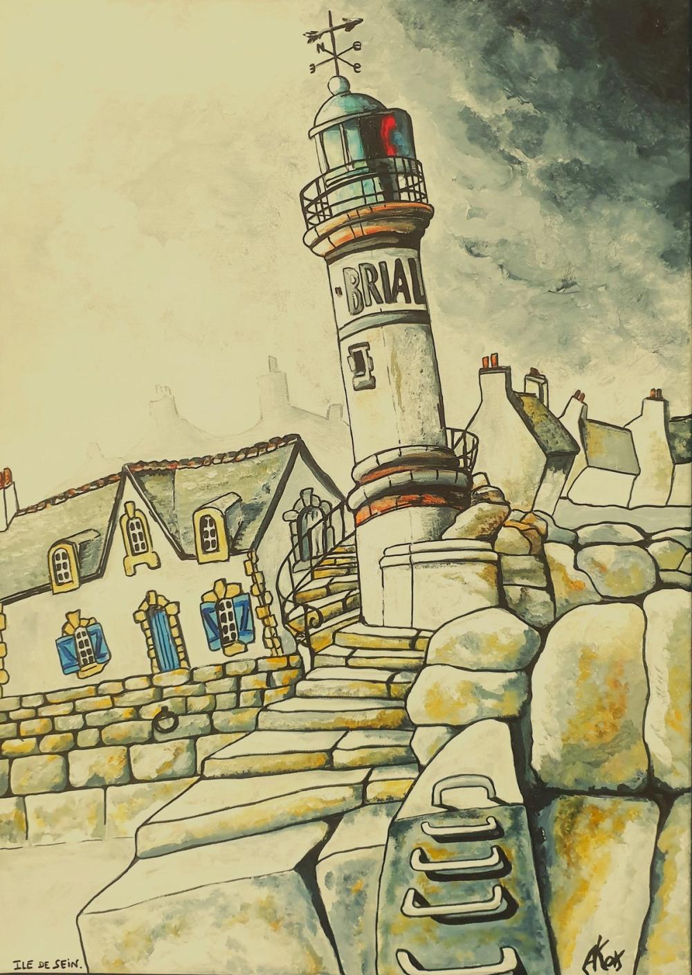 Phare Men-Brial île de Sein — Acrylique sur toile