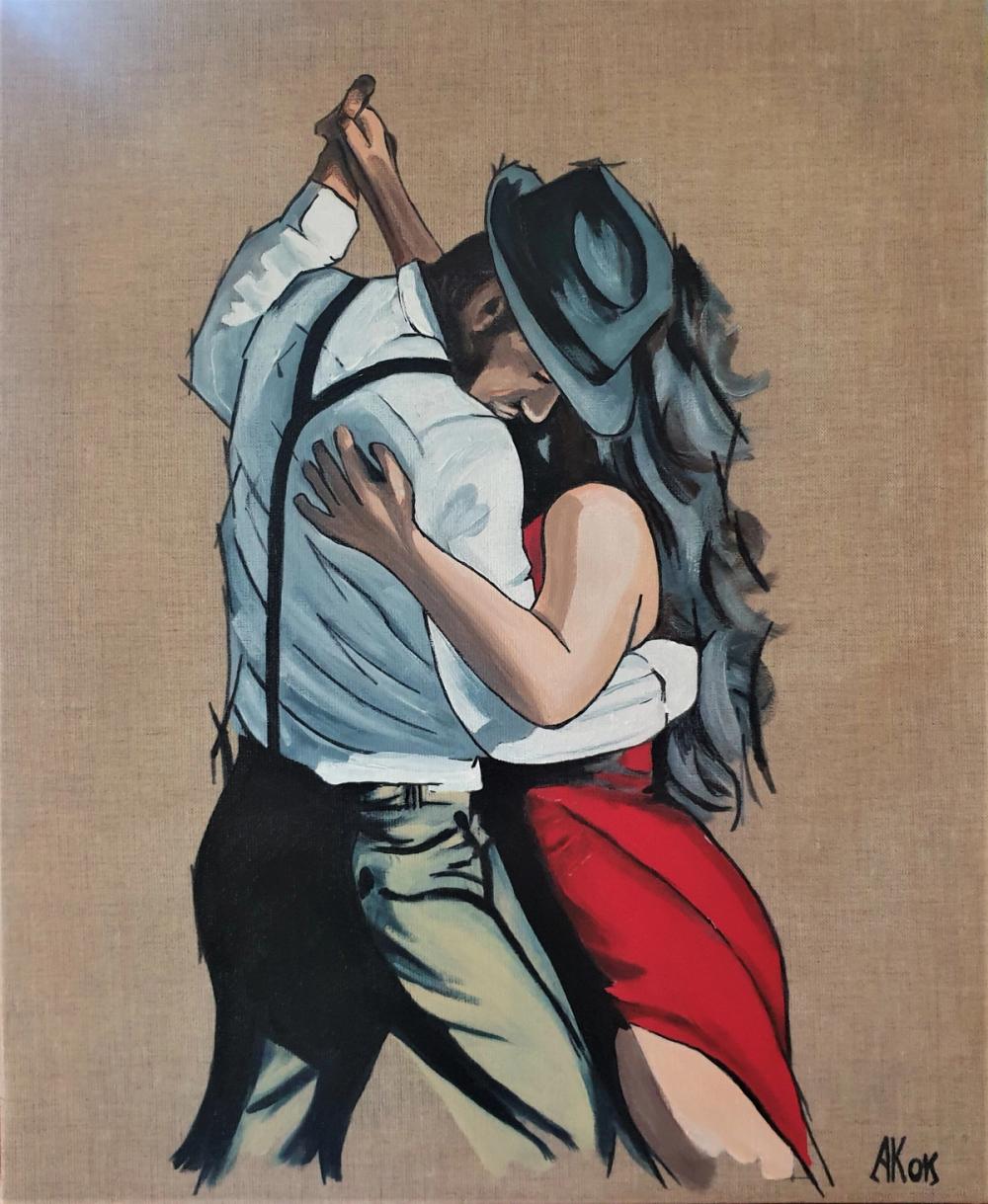 Danseuse rouge — Acrylique sur toile
