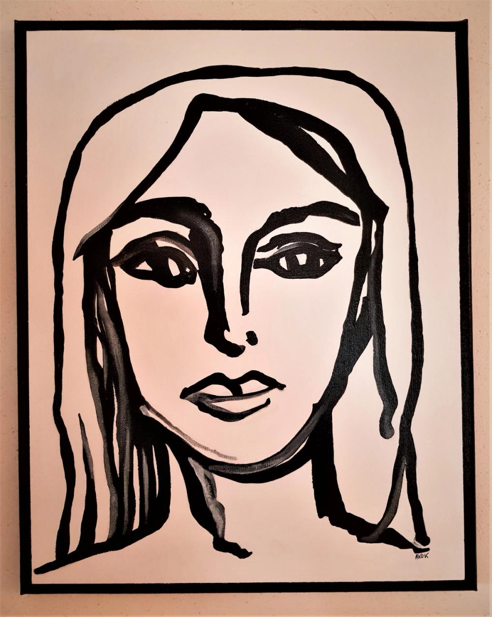 Portrait femme — Acrylique sur toile
