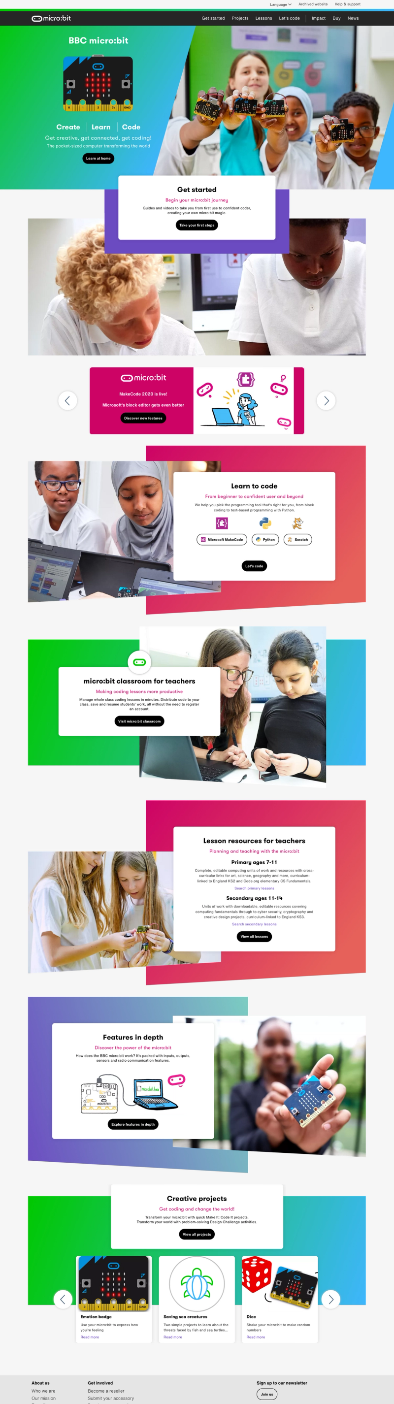 Screenshot of microbit.org Landing page