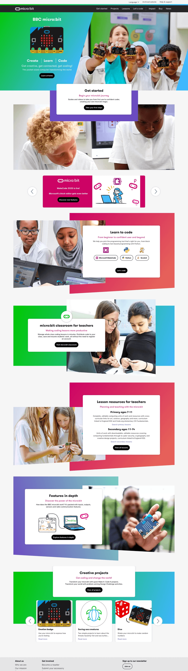 Screenshot of microbit.org Landing page