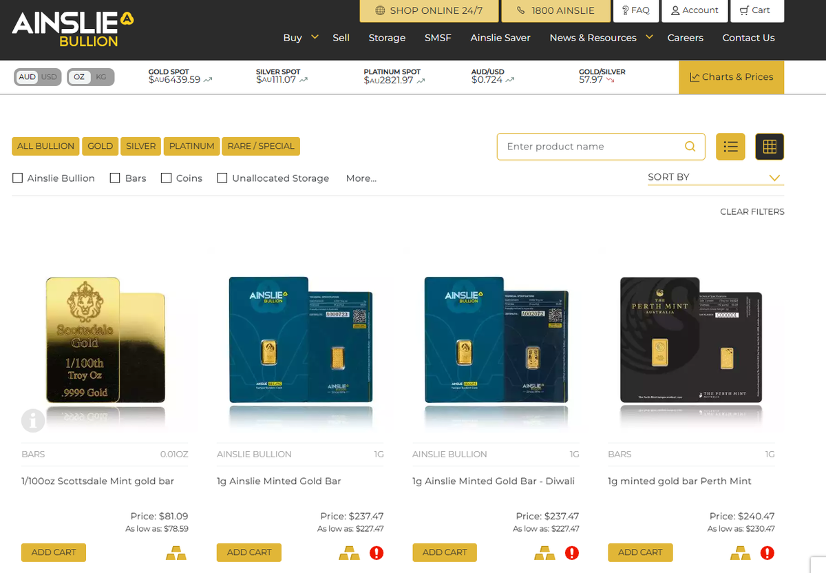 Ainslie Bullion Shop: https://ainsliebullion.com.au/Buy (11.05.2026)