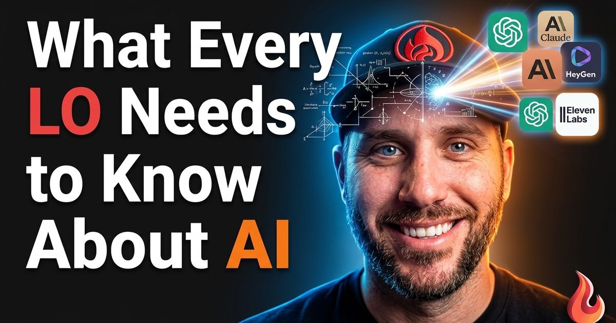 Loan officer using AI tools on a laptop with mortgage documents on the desk