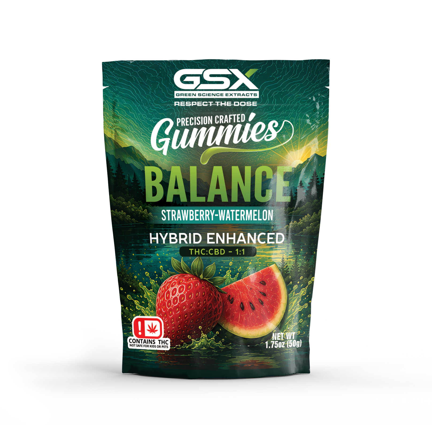 GSX Precision Crafted Gummies, Balance, Strawberry Watermelon package