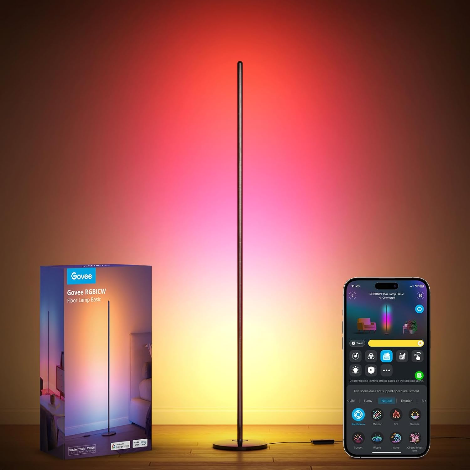 Govee RGBIC Floor Lamp Basic – Smart LED Corner Lamp with Music Sync