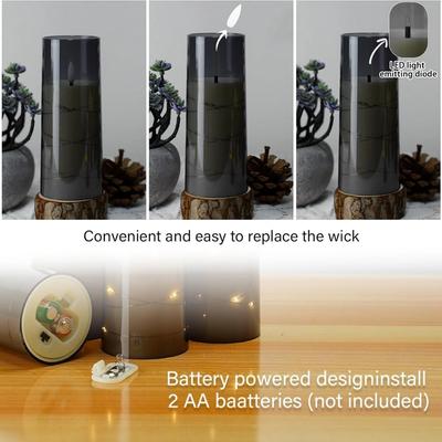 kakoya Grey Flameless Candles with Embedded String Lights (Set of 5) view 3