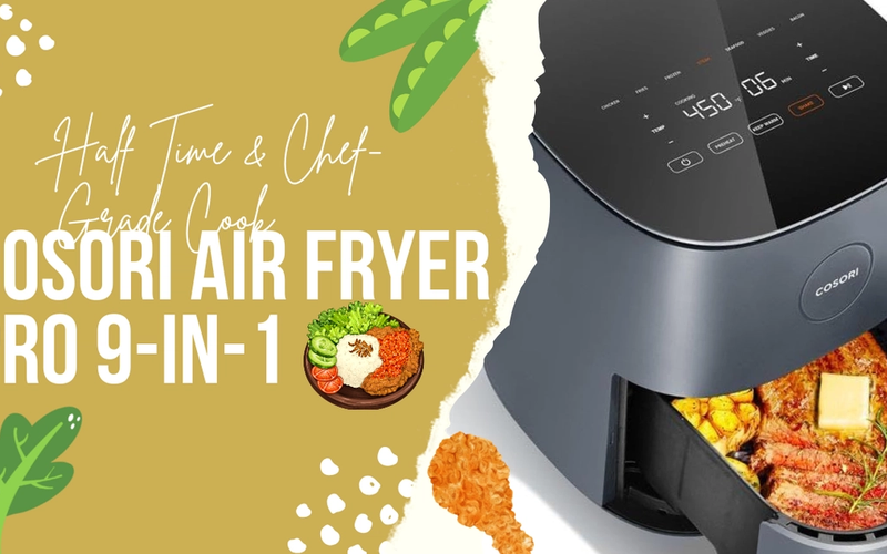 COSORI Air Fryer Pro 9-in-1 5-Qt – 450 °F Precision, JuiceLock™ Technology, 130+ In-App Recipes with Nutrition Info
